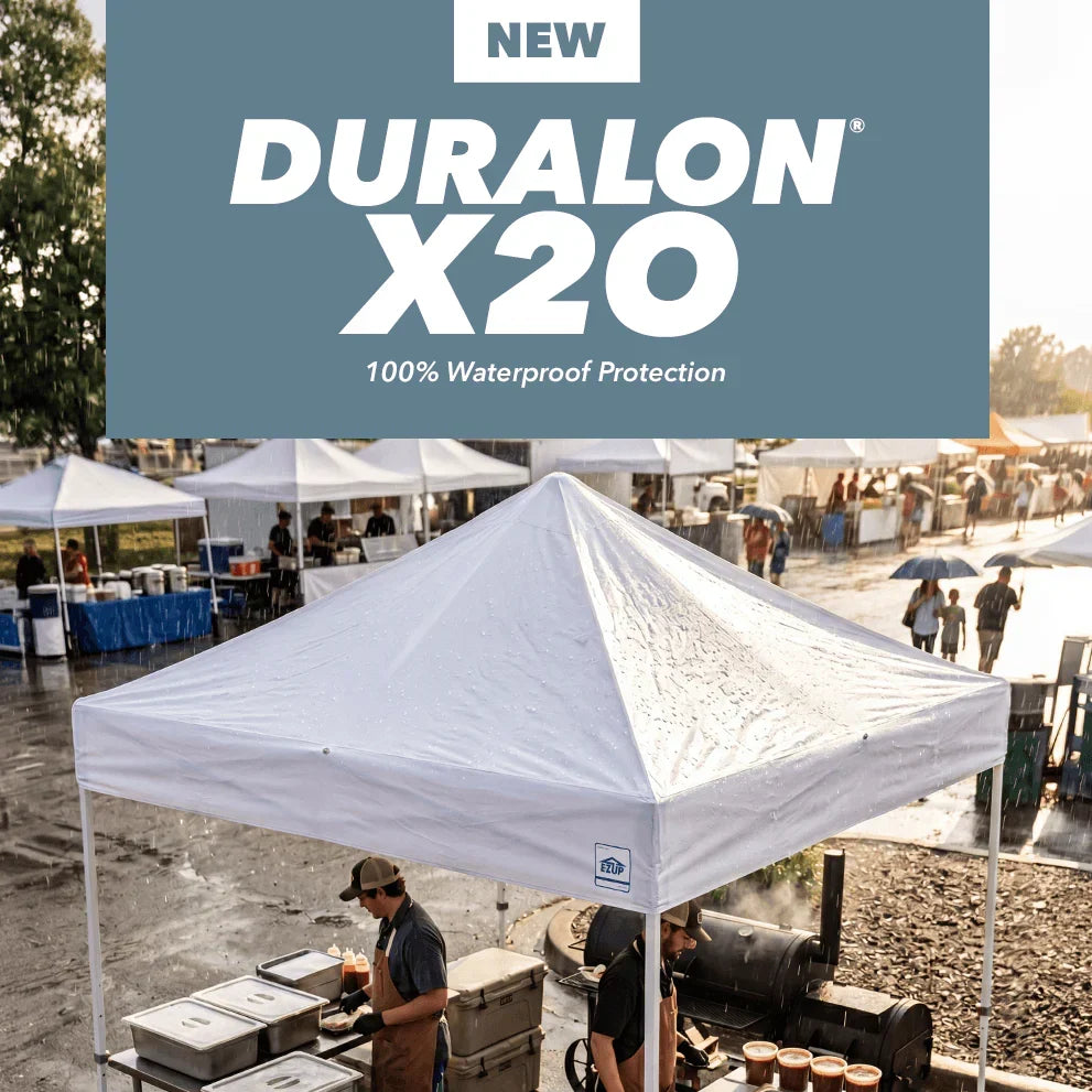 E-Z UP Duralon X2O — 100% waterproof pop-up canopy for the toughest conditions